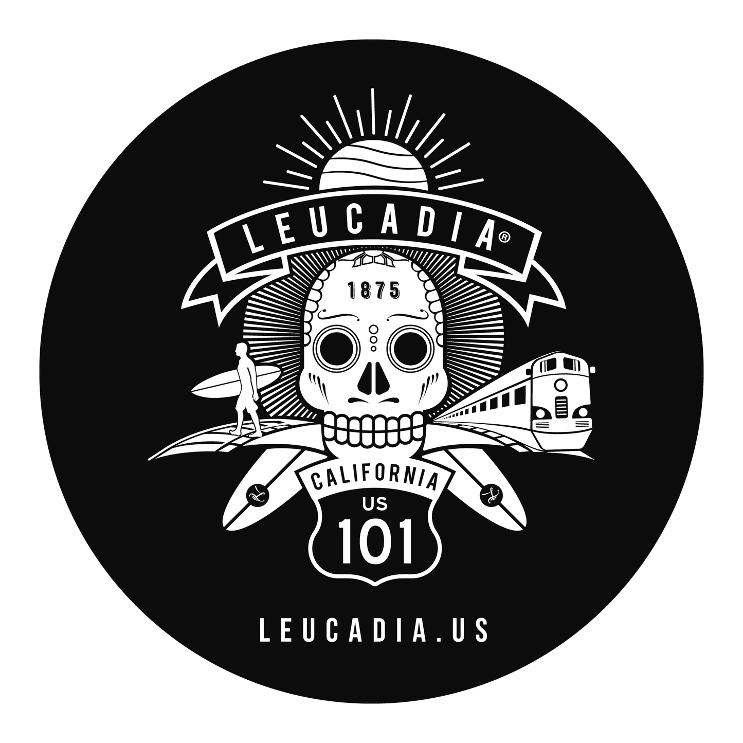 Black Leucadia Skull Sticker